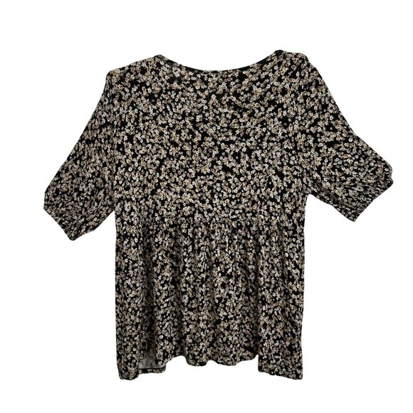 Skyes The Limit Black Floral Short Sleeve Babydoll Blouse SZ 3X Forest Fairy - Picture 3 of 8